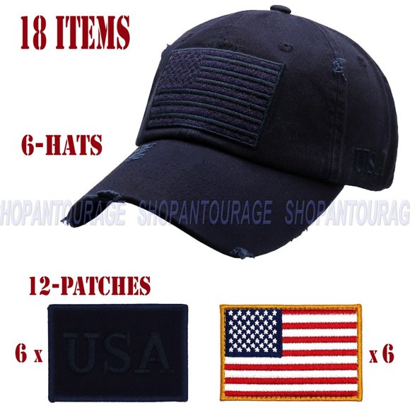 American Flag Unisex Vintage Baseball Hat : 6 Pack main image 8